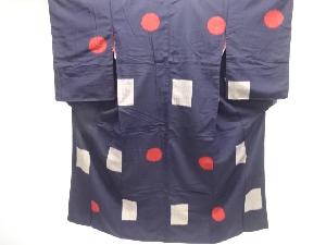 大正ロマン　抽象模様織り出しお召着物